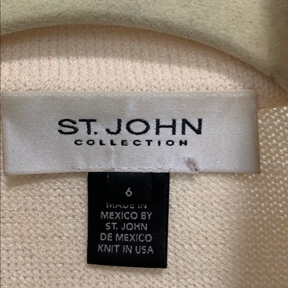 St. John Collection Cream Hook Closure Wool Blend Cardigan - Picture 2 of 9